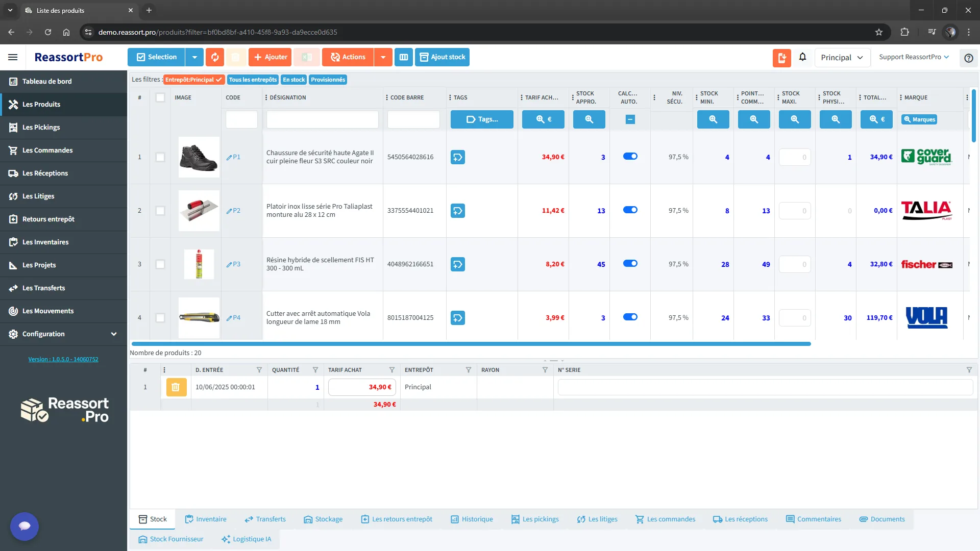 Suivi simple des produits dans Reassort Pro